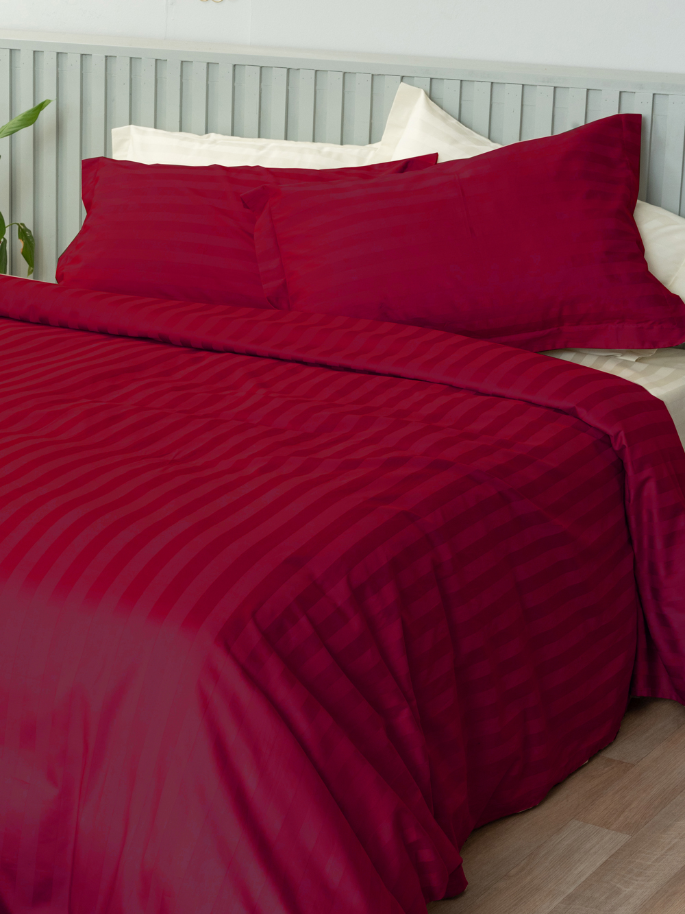 Ζευγος Μαξιλαροθηκες Oxford 50x75 SATIN STRIPES HS RED