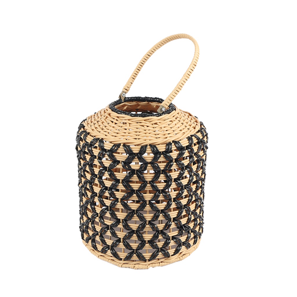 ΦΑΝΑΡΙ RATTAN ΚΥΛΙΝΔ. ΜΠΕΖ/ΜΑΥΡΟ 26X31EK